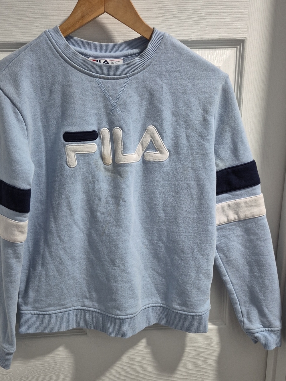 Fila Light Blue Crewneck Sweatshirt with Navy & White Accents